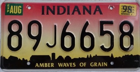 Indiana license plate