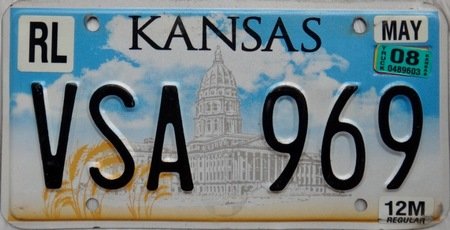 Kansas license plate