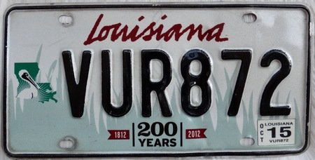 Louisiana licence plate