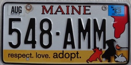 Maine custom license plate