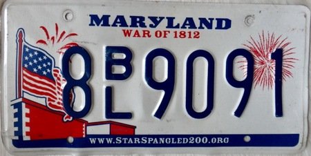 Maryland registration plate