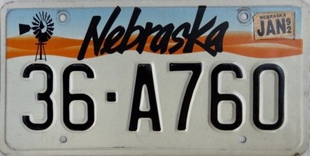 Nebraska license plate