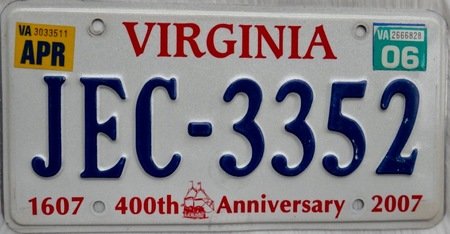 Virginia license plate