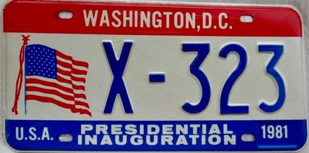 Washington DC license plates with USA flg