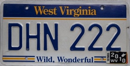 West Virginia plate of state license plate